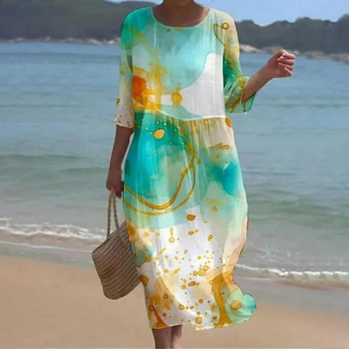 Miranda | Elegant Floral Dress with Tummy Coverage