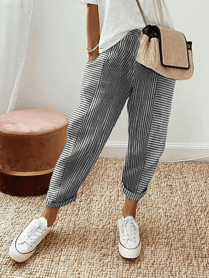 Manon | Striped Cotton Pants