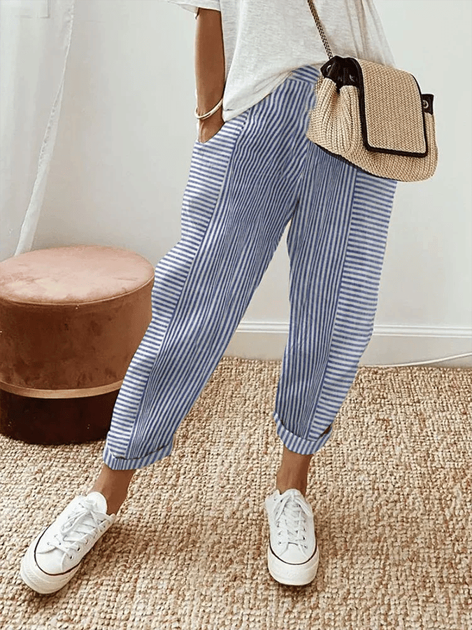 Manon | Striped Cotton Pants