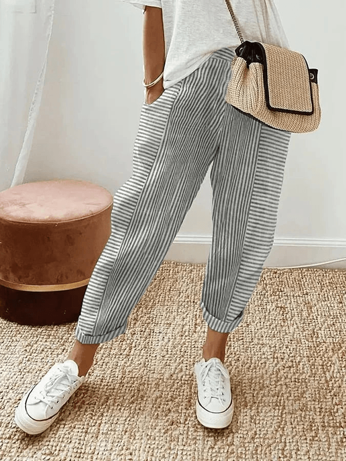 Manon | Striped Cotton Pants