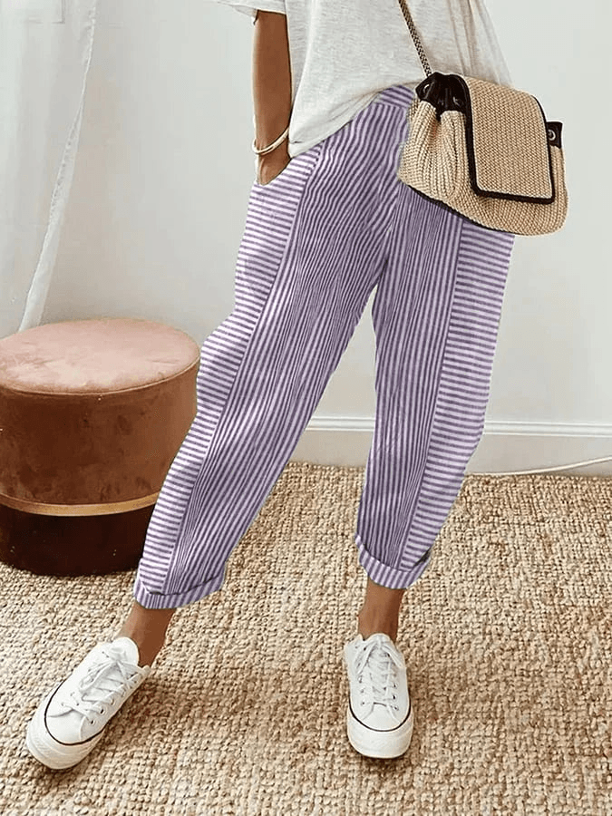 Manon | Striped Cotton Pants