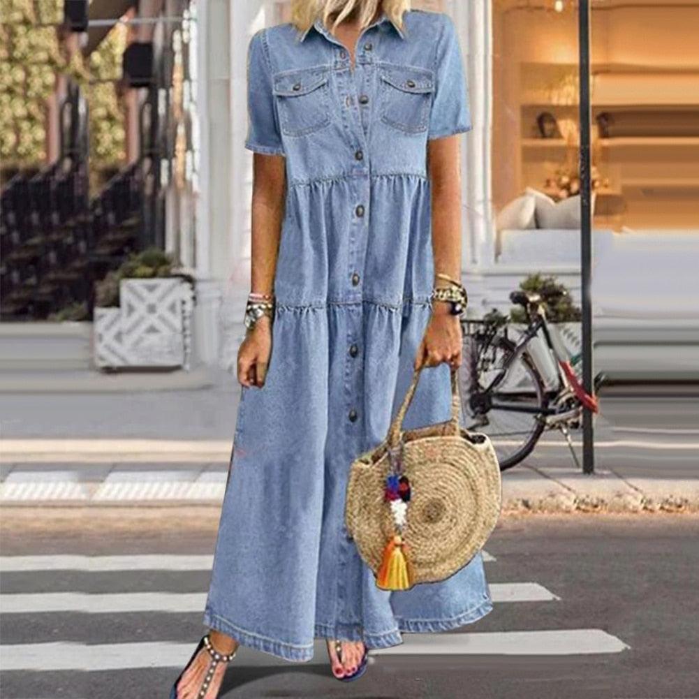 Suzannah | Classic Dlimming Denim Dress