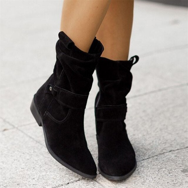 Maura | Suede Low Heel Boots