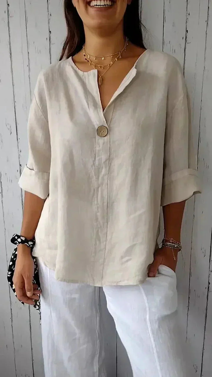 Anne™ | V-neck Mid-Sleeve Shirt