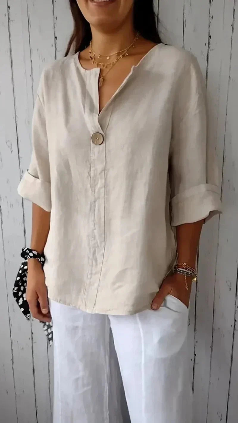 Anne™ | V-neck Mid-Sleeve Shirt